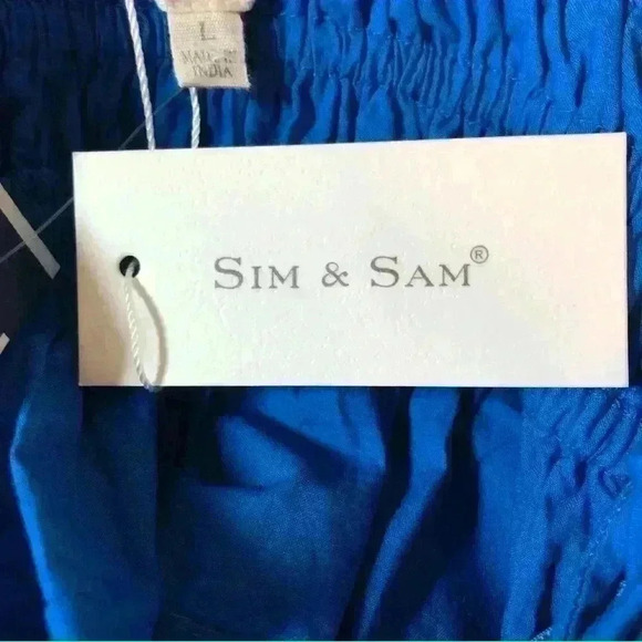 Sim & Sam Woman Cobalt Blue Crop Ruffle Tank Top Spaghetti Straps Peplum Large - Picture 8 of 15